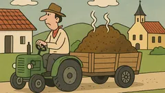 Vtip: Nehodno hnoj z dediny prevážať